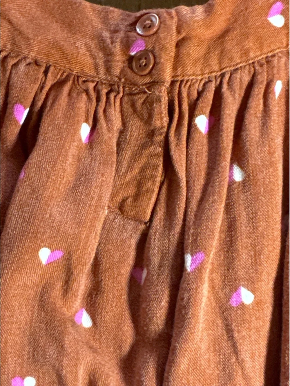 Cat & Jack Girls Rust Heart Print Tiered Dress with Pockets Size Small (6/6X)